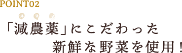 POINT02 「減農薬」にこだわった新鮮な野菜を使用！